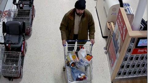 Nigel Wright was caught on CCTV at Tesco in Lockerbie