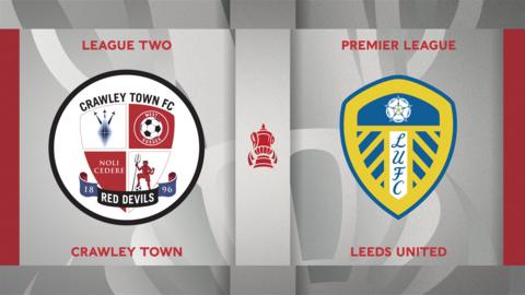 Crawley Town v Leeds United badge graphics