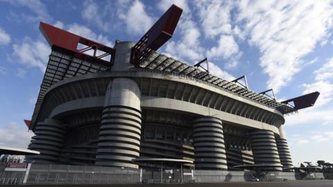External view of San Siro stadium in Milan