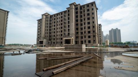 An unfinished residential tower block in China