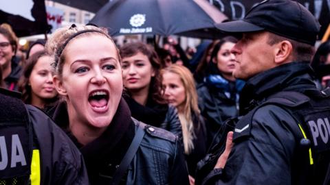 Protest in Katowice, Poland, on 3 October 2016