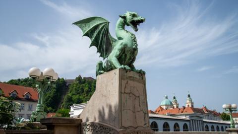 Dragon Bridge in Ljubljana, Slovenia