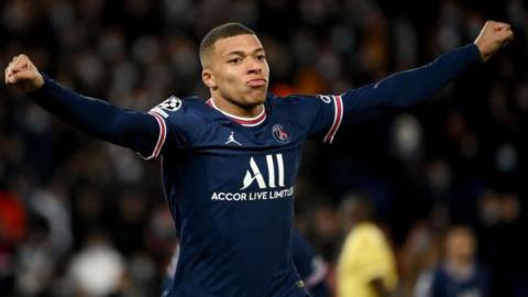 Kylian Mbappe celebrates