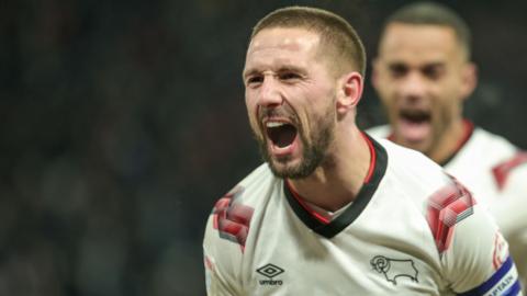 Conor Hourihane celebrates a goal for derby