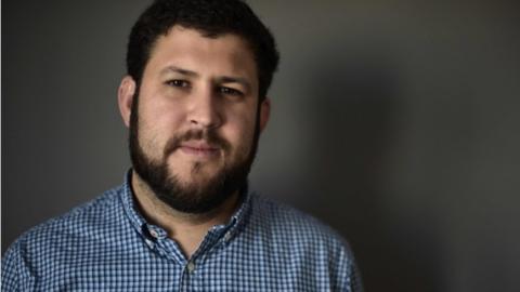 Venezuelan exile David Smolansky poses for a picture following an interview with AFP in Washington, DC, on November 24, 2017.