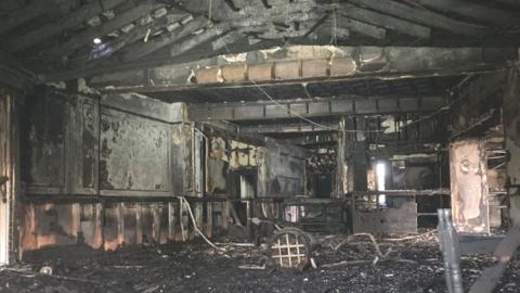 Inside the burnt Coppice hotel in Torquay