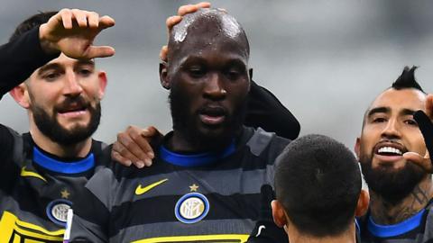 Romelu Lukaku celebrates with his team-mates