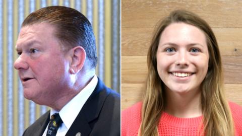 Peter Lucido, left, Allison Donahue, right