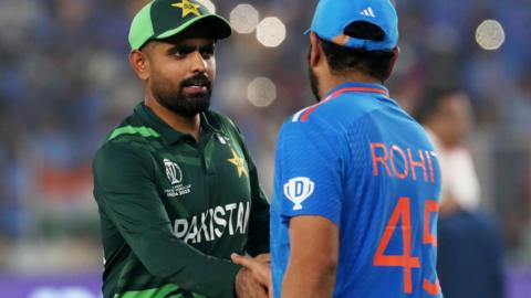 Babar Azam and Rohit Sharma shake hands