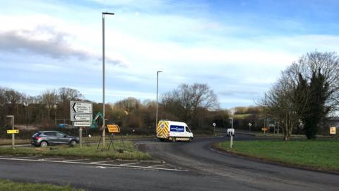 Dunball roundabout near Bridgwater, which connects the M5 with the town