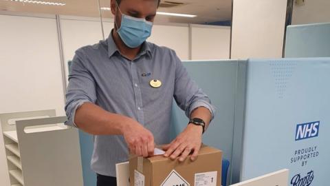 A vaccine box is delivered