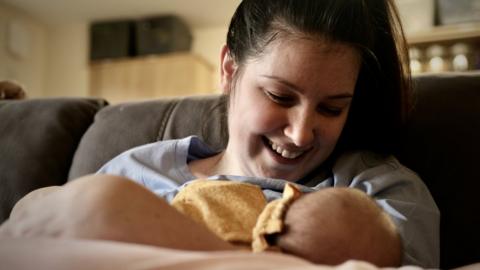 Lucy with her baby daughter