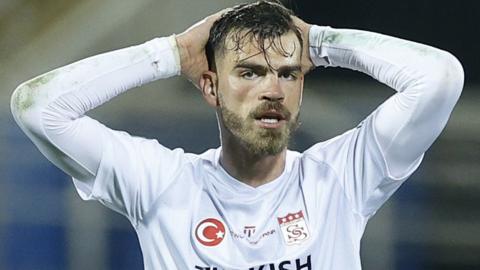 Dimitrios Goutas reacts while playing for Sivasspor