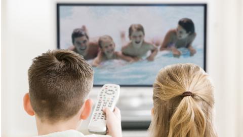 Children watching TV