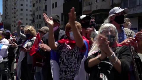 Uruguayans lined the route of the funeral cortege