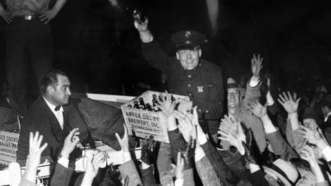 The first "legal" beer arrives at the White House, after prohibition ended in April 1933