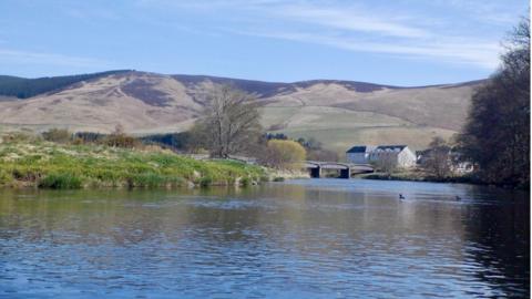The River Tweed as it flows past Cardrona