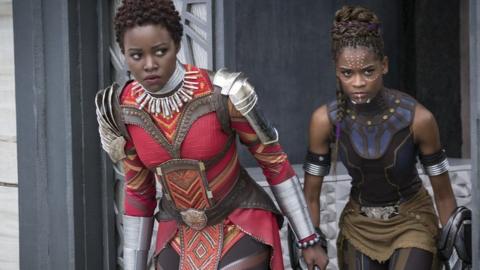 Lupita Nyong'o and Letitia Wright in Black Panther