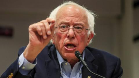 Bernie Sanders speaking at the Chicago Teachers Union HQ in Chicago, September 2019