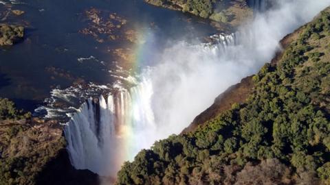 An aerial view of Victoria Falls