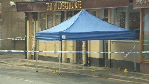 Scene outside the Hilderthorpe Hotel