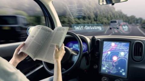 Artist's impression of driverless car in use