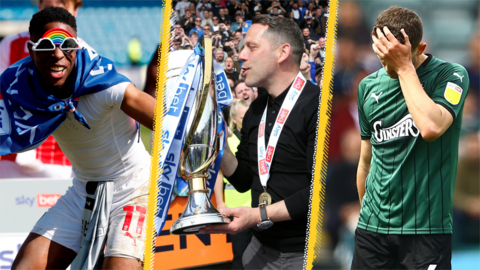 Split picture (l to r) of Rotherham United's Chiedozie Ogbene, Wigan Athletic manager Leam Richardson and Jordan Houghton of Plymouth Argyle