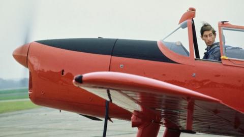 Prince Charles in the cockpit of an RAF Chipmunk