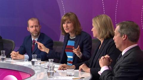 Jonathan Reynolds, Fiona Bruce, Amber Rudd and Nigel Farage