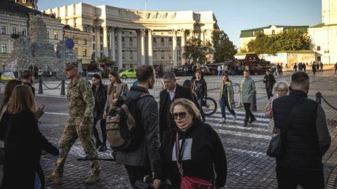 Central Kyiv street view, 7 Oct 22