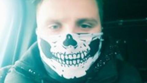 Daniel Ward in a skull mask