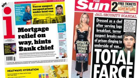 The i and the Sun front pages as a composit