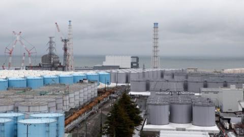 Storage tanks for radioactive water are seen at Tokyo Electric Power Co's Fukushima Daiichi nuclear power plant