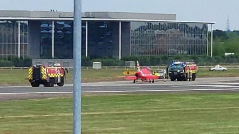 Red Arrows at Farnborough Airport