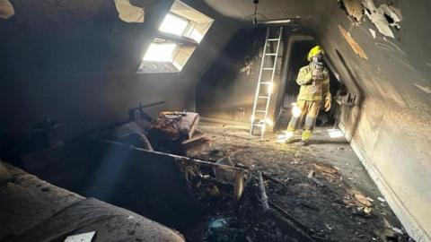 Damage from a fire in a Chelmsford bedroom