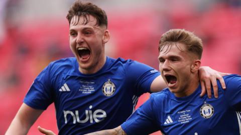 Halifax Town defeat Gateshead 1-0 to win the FA Trophy for the second time.