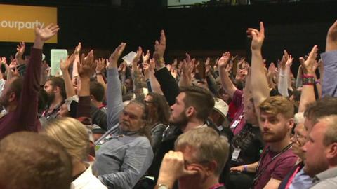 Labour delegates voting