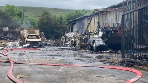 Burnt out caravan repair centre
