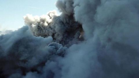 Mount Shinmoedake spews ash