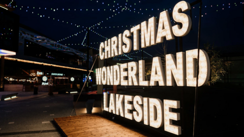 A Christmas Wonderland sign at Lakeside Shopping Centre