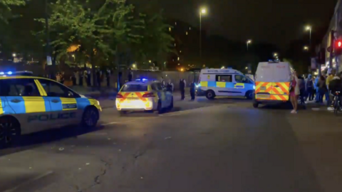 Police cars on streets of Brixton last might