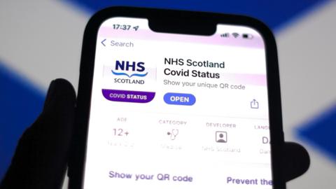 Scotland's Vaccine Passport App is seen on a smartphone screen