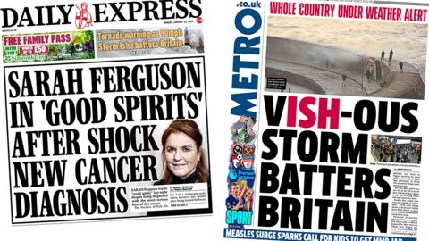 Daily Express and Metro front pages