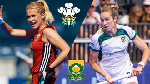 Leah Wilkinson of Wales and Kristen Paton of South AFrica