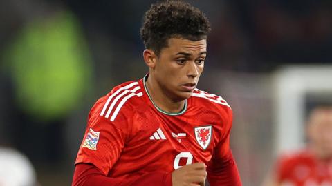 Brennan Johnson in action for Wales
