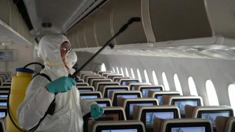 A plane being cleaned