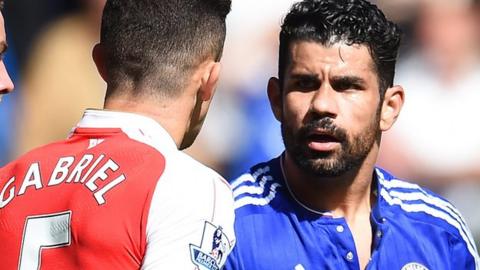 Diego Costa and Arsenal defender Gabriel