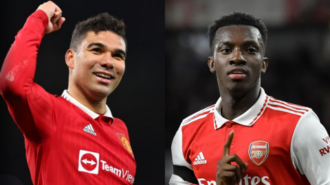 Man Utd's Casemiro and Arsenal's Eddie Nketiah