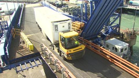 Lorries loading in Holyhead