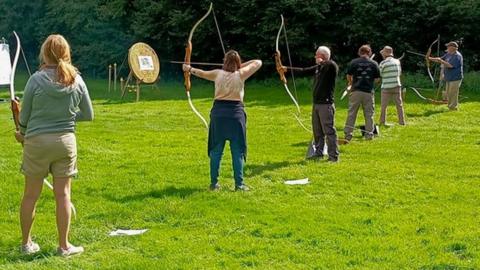 Archers at the Merdon Bowmen Archery Club